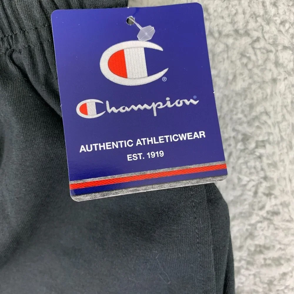 Champion Joggers Mens Small Black‎ Closed Hem Lightweight 100% Cotton Pants NWT